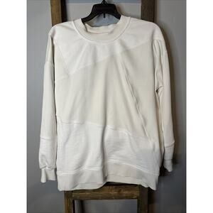 Luluemon Perfect Oversized Crewneck Sweatshirt Pullover Size 14 Patchwork Cream